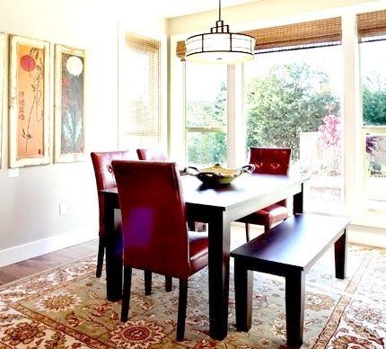 Eclectic Dining Room With Windows